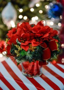 A holiday floral arrangement